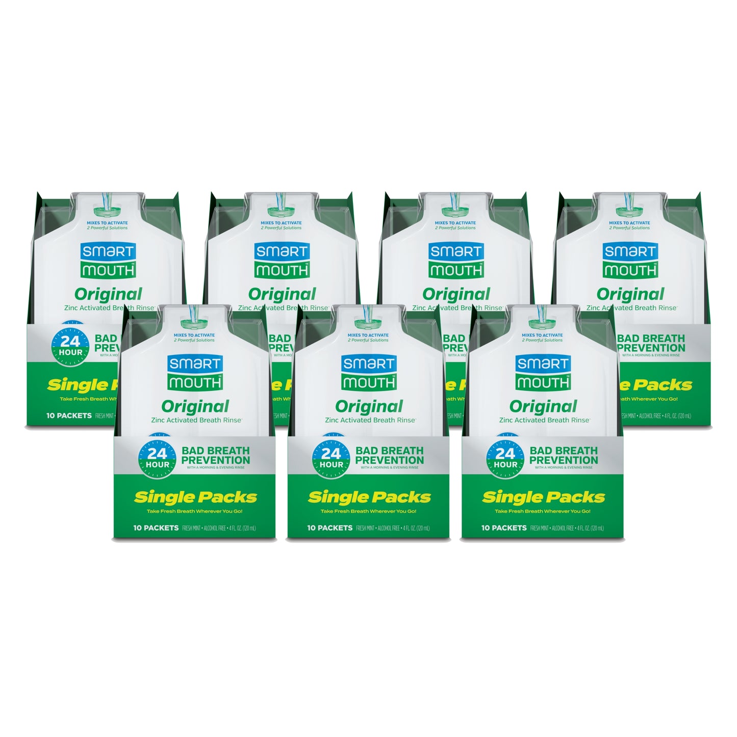 SmartMouth Original Activated Mouthwash Single Packs, Travel Mouthwash, Fresh Mint, 70 Pack