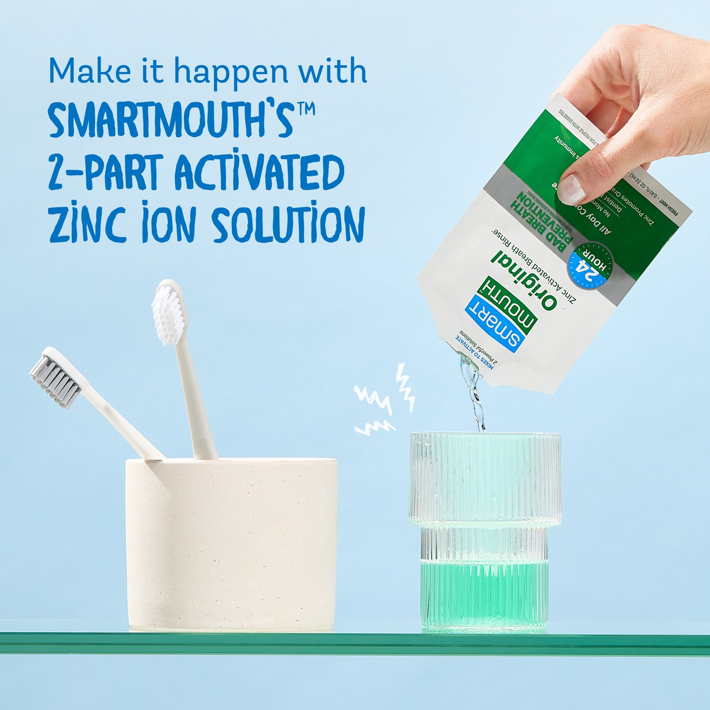 SmartMouth Original Activated Mouthwash Single Packs, Travel Mouthwash, Fresh Mint, 70 Pack