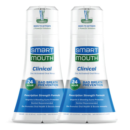 SmartMouth Clinical DDS Activated Mouthwash, Bad Breath and Bleeding Gums Support, 16 fl oz, 2 Pack