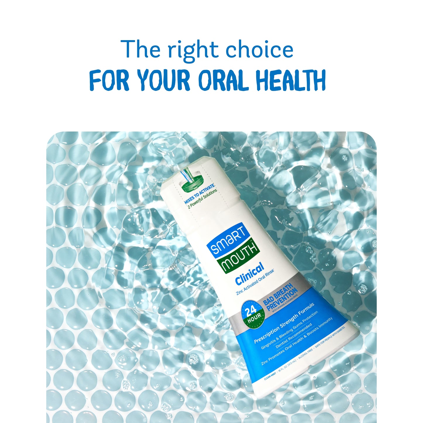 SmartMouth Clinical DDS Activated Mouthwash, Bad Breath and Bleeding Gums Support, 16 fl oz, 2 Pack