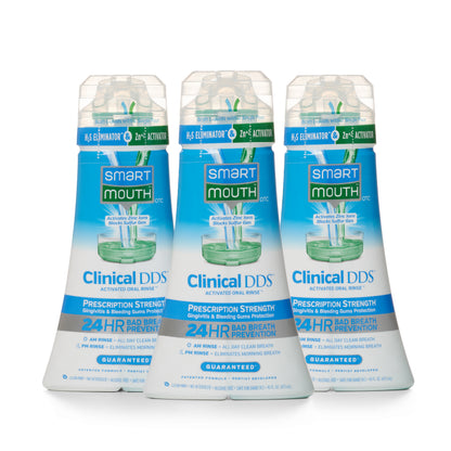 SmartMouth Clinical DDS Activated Mouthwash, Bad Breath and Bleeding Gums Support, 16 fl oz, 3 Pack