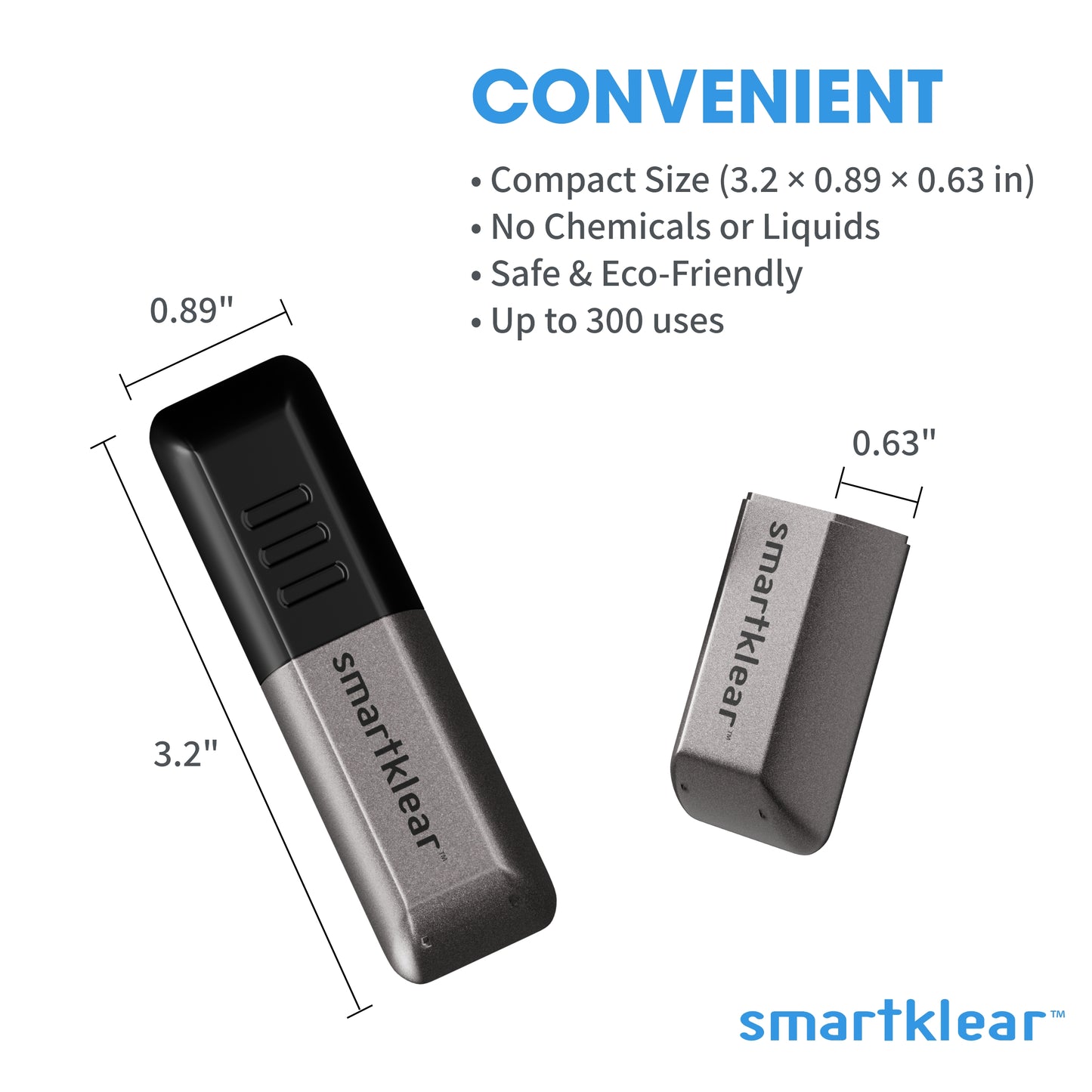 SmartKlear Smart Phone Screen Cleaner - Efficient and Durable Carbon Microfiber Technology (Black Rubber & Silver Metallic)