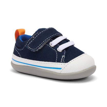 See Kai Run - Stevie II First Walker Shoe for Infants, Navy Canvas, 4