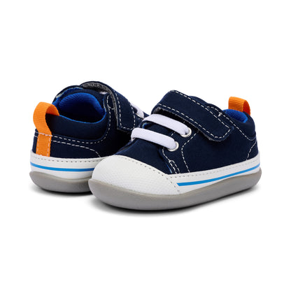 See Kai Run - Stevie II First Walker Shoe for Infants, Navy Canvas, 4