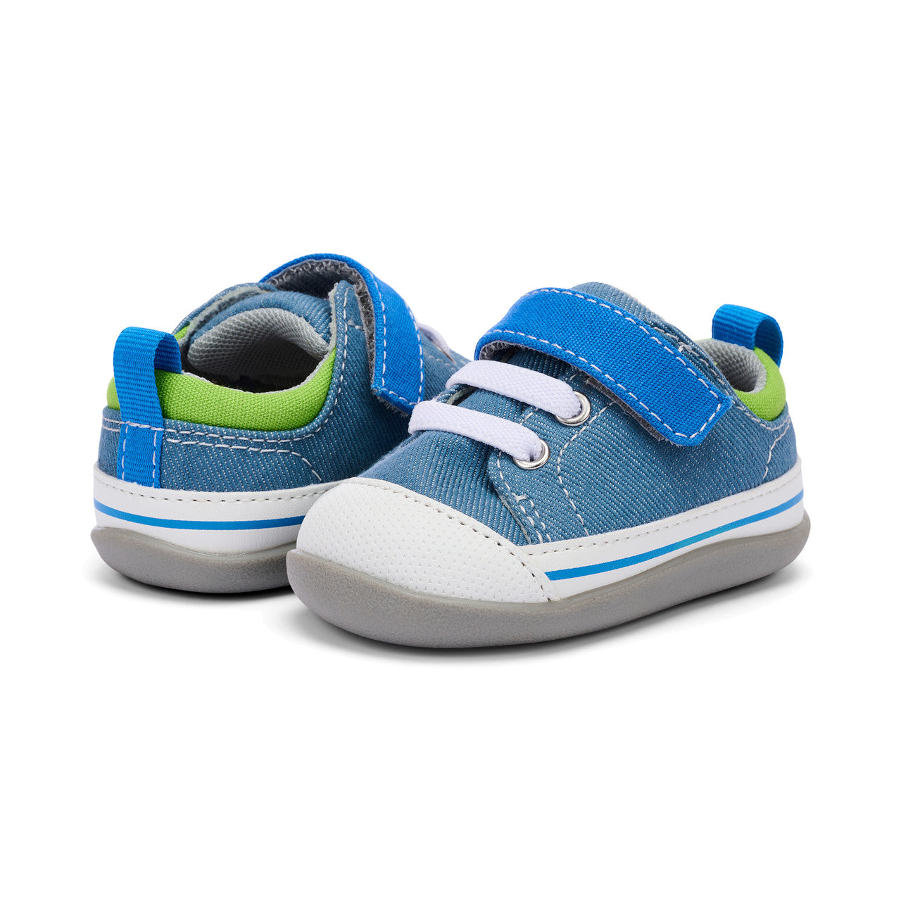 See Kai Run - Stevie II First Walker Shoe for Infants, Light Blue Denim, 3