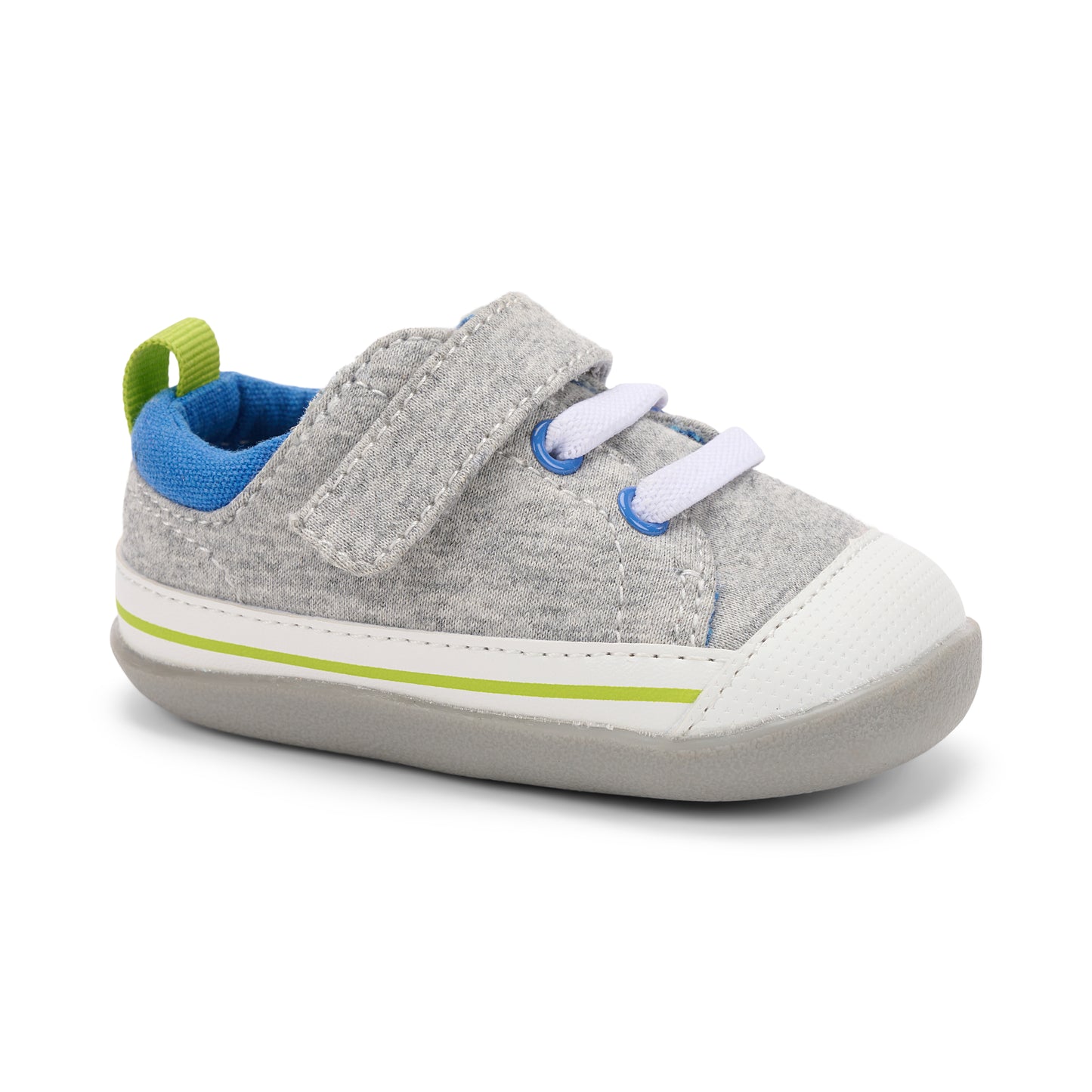 See Kai Run - Stevie II Sneaker for Little Kids, Gray Jersey/Lime, Infant 6