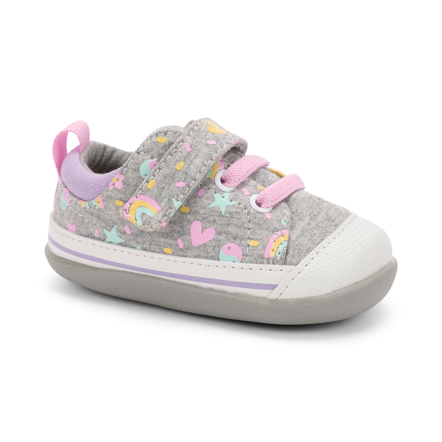 See Kai Run - Stevie II Sneaker for Infants, Gray Jersey/Happy, 3