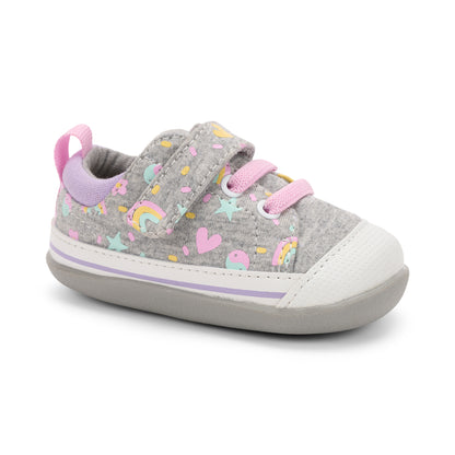 See Kai Run - Stevie II Sneaker for Infants, Gray Jersey/Happy, 3