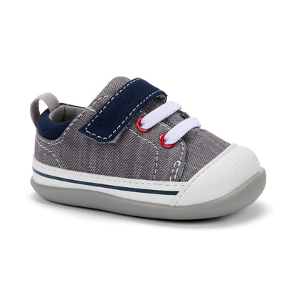 See Kai Run - Stevie II Sneaker for Little Kids, Gray Denim, Infant 5
