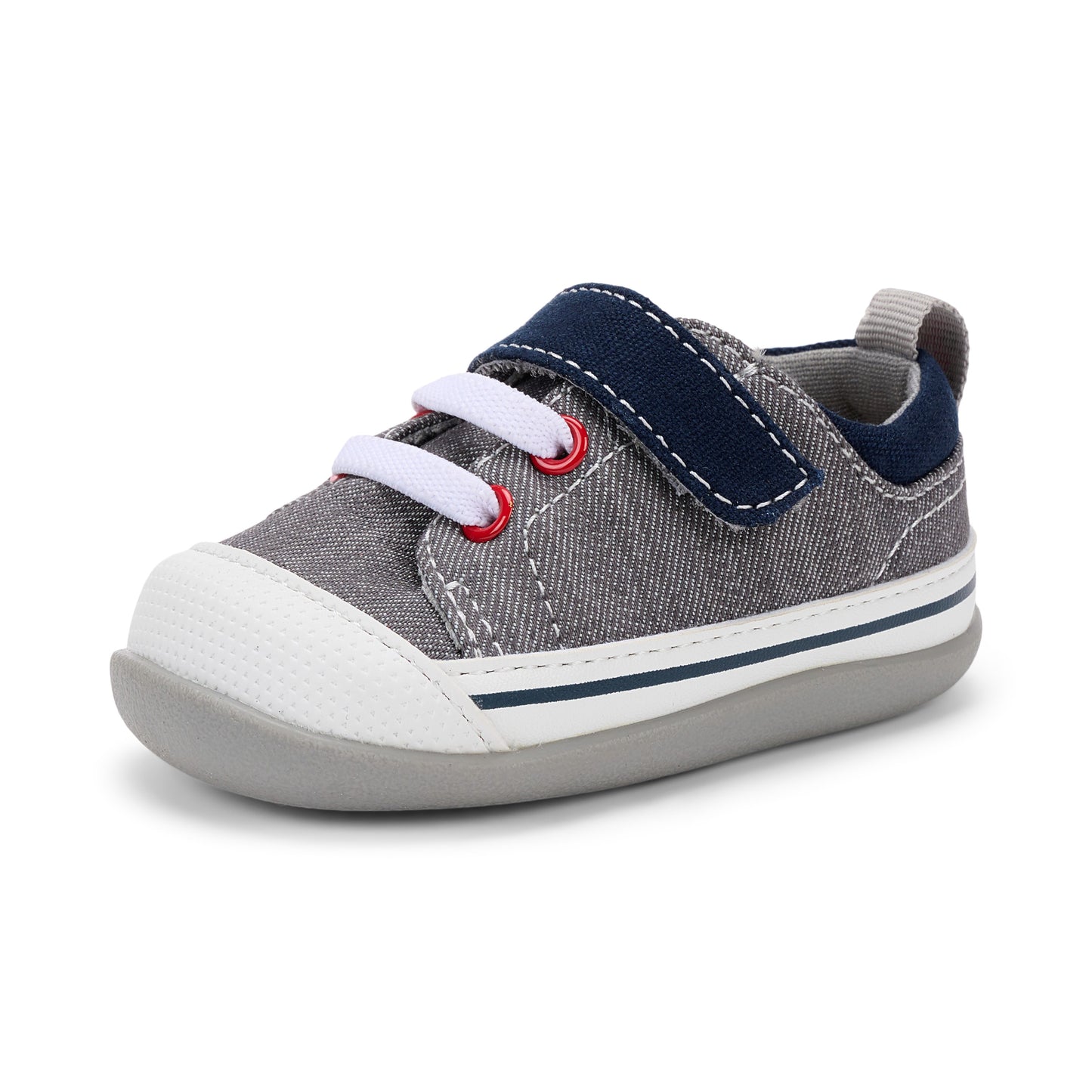 See Kai Run - Stevie II Sneaker for Little Kids, Gray Denim, Infant 5