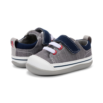 See Kai Run - Stevie II Sneaker for Little Kids, Gray Denim, Infant 5