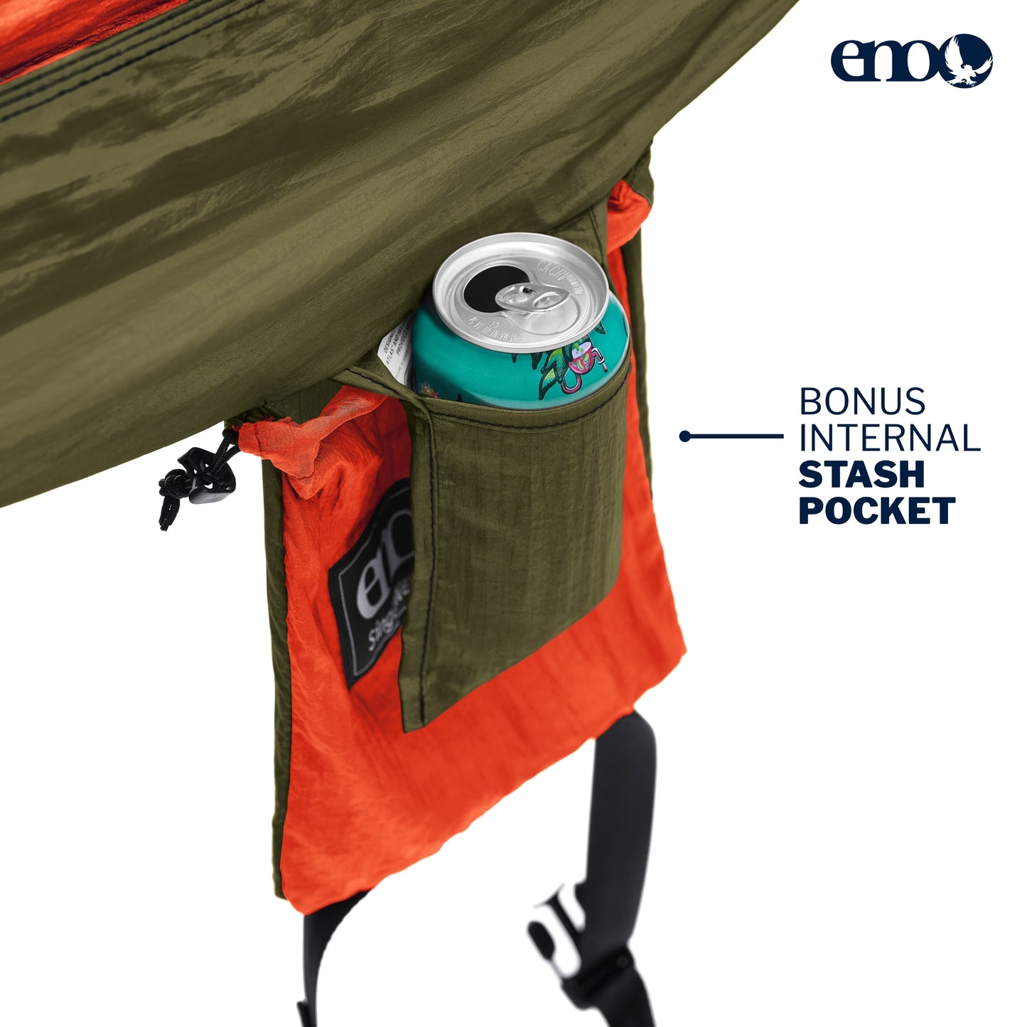 ENO, Eagles Nest Outfitters SingleNest Lightweight Camping Hammock, Orange/Olive