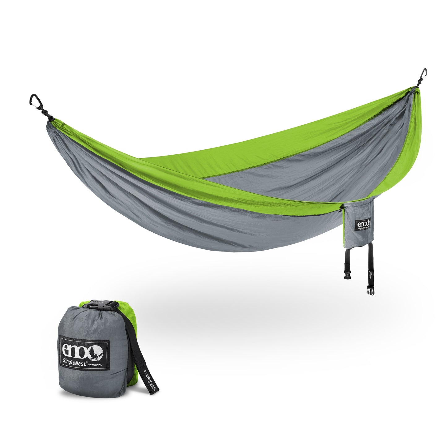 ENO, Eagles Nest Outfitters DoubleNest Lightweight Camping Hammock, 1 to 2 Person, Seafoam/Grey