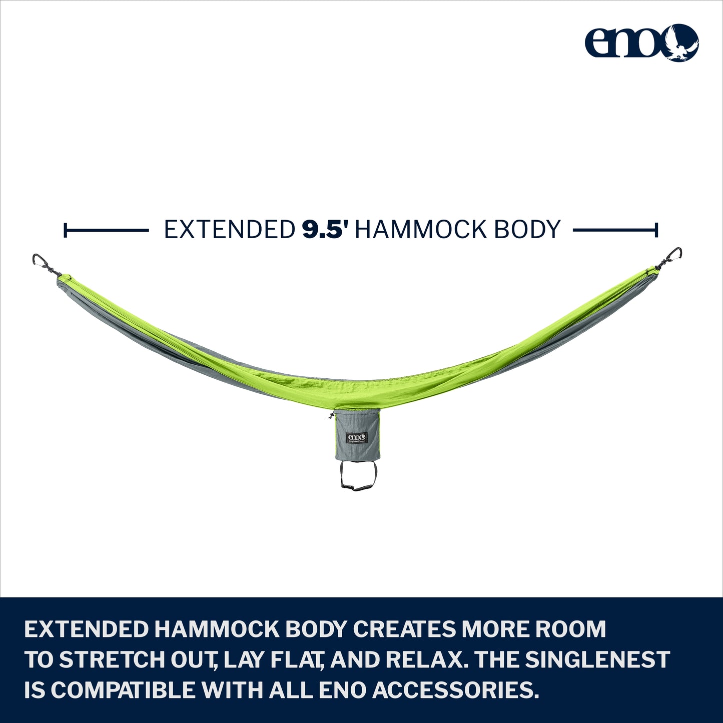 ENO, Eagles Nest Outfitters DoubleNest Lightweight Camping Hammock, 1 to 2 Person, Seafoam/Grey