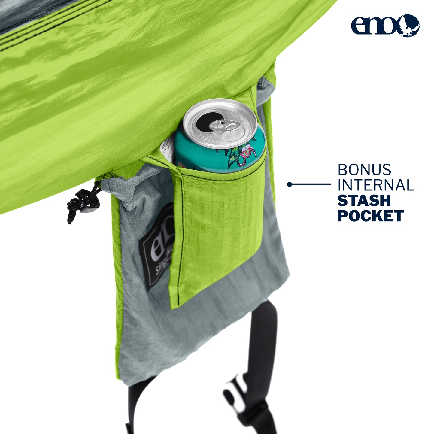ENO, Eagles Nest Outfitters DoubleNest Lightweight Camping Hammock, 1 to 2 Person, Seafoam/Grey