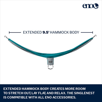 ENO, Eagles Nest Outfitters DoubleNest Lightweight Camping Hammock, 1 to 2 Person, Aqua/Sapphire/Amber