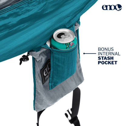 ENO, Eagles Nest Outfitters DoubleNest Lightweight Camping Hammock, 1 to 2 Person, Aqua/Sapphire/Amber