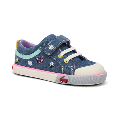 See Kai Run - Kristin Sneaker for Toddlers, Chambray Garden, 9.5