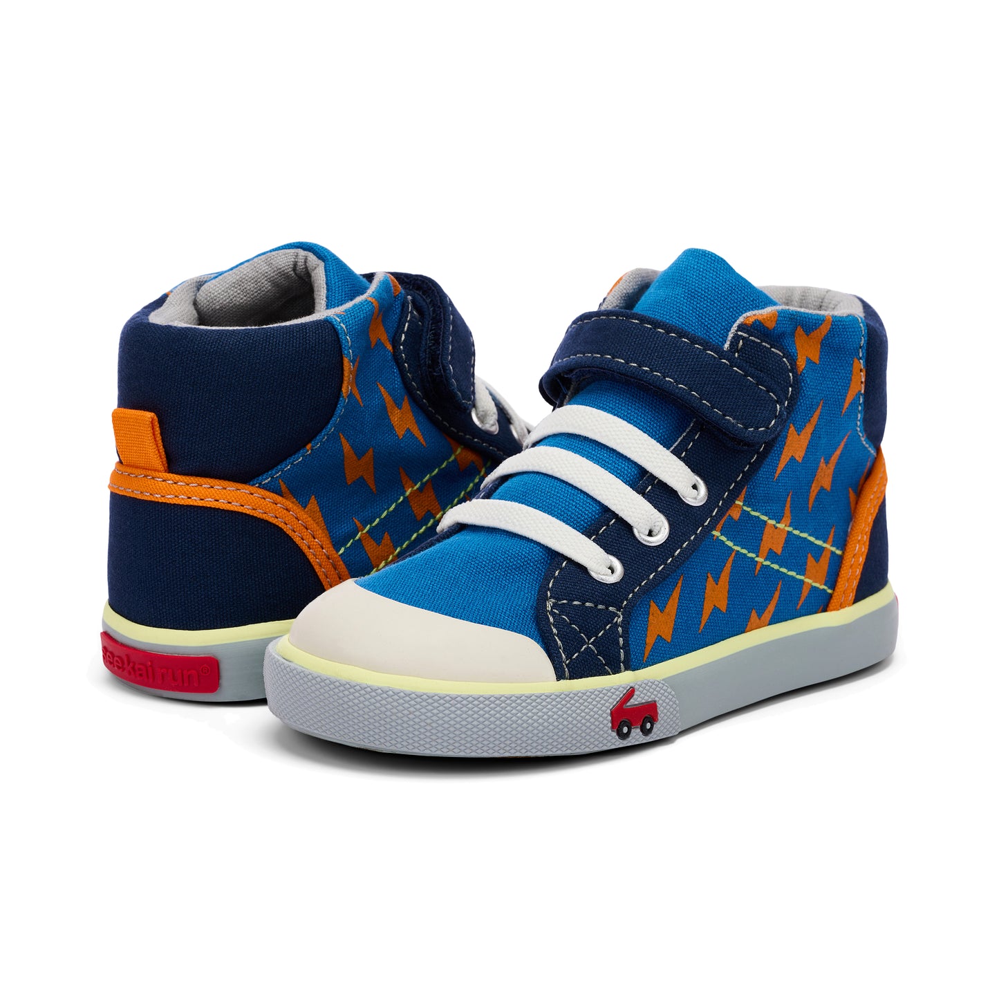 See Kai Run - Dane Sneaker for Toddlers, Blue/Bolts, 5