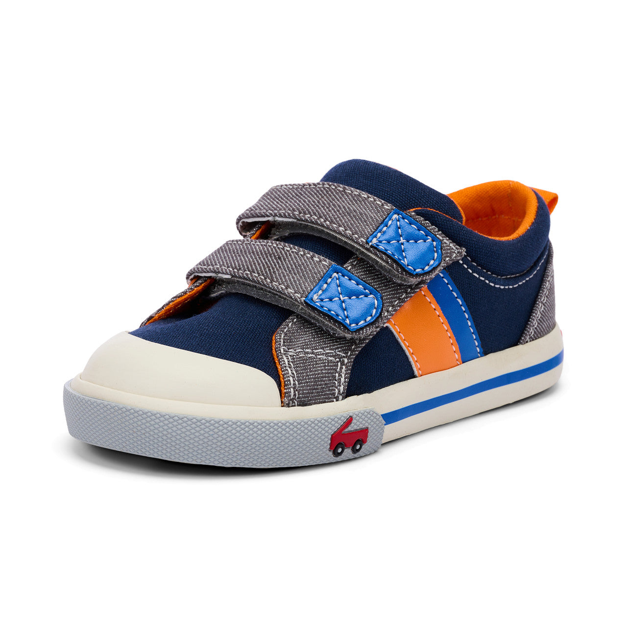 See Kai Run - Russell Sneaker for Little Kids, Navy/Gray Denim, 13