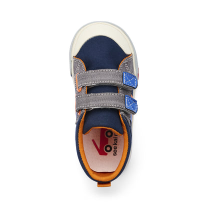 See Kai Run - Russell Sneaker for Little Kids, Navy/Gray Denim, 10.5