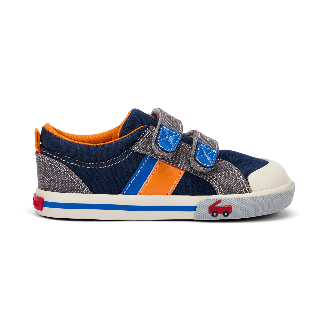 See Kai Run - Russell Sneaker for Toddlers, Navy/Gray Denim, 6