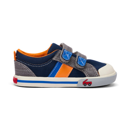 See Kai Run - Russell Sneaker for Little Kids, Navy/Gray Denim, 13