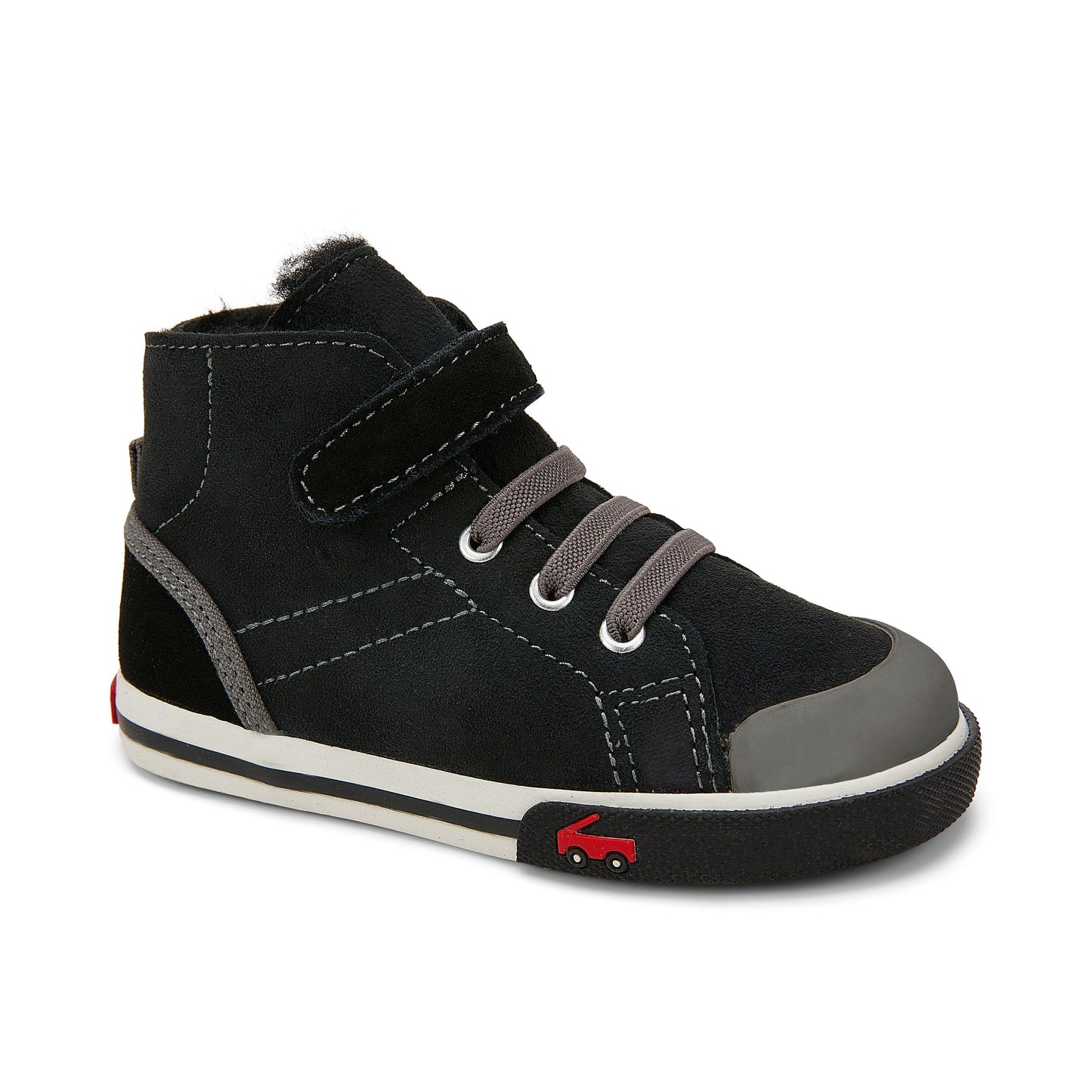See Kai Run, Devon High Top Sneakers for Kids, Black Shearling, 10