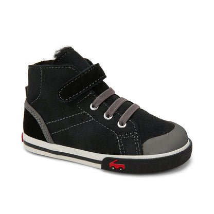 See Kai Run, Devon High Top Sneakers for Kids, Black Shearling, 10