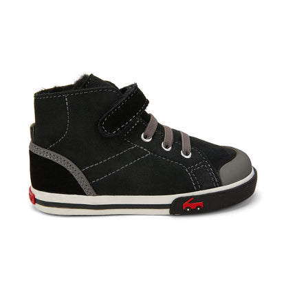 See Kai Run, Devon High Top Sneakers for Kids, Black Shearling, 10