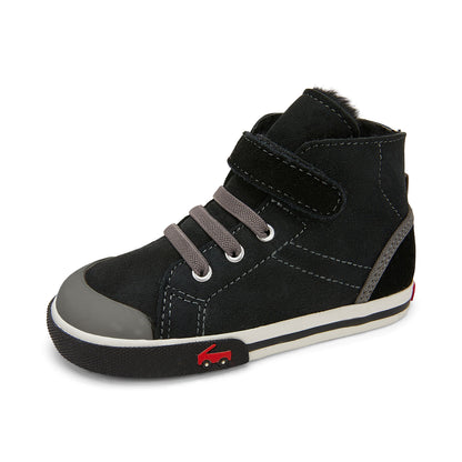See Kai Run, Devon High Top Sneakers for Kids, Black Shearling, 10
