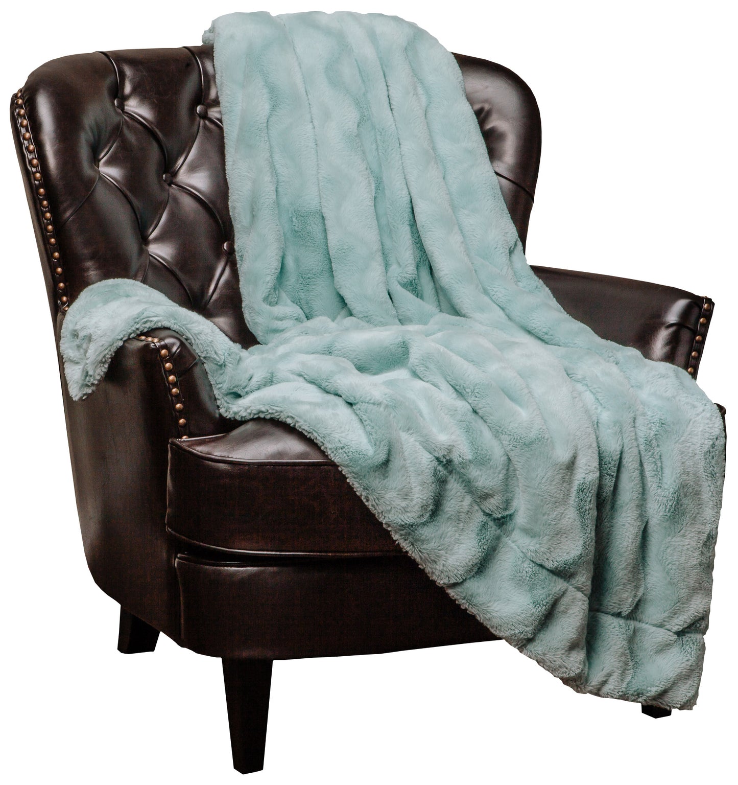 Chanasya Fuzzy Faux Fur Soft Wave Embossed Throw Blanket - Cozy and Warm Lightweight Reversible Sherpa for Couch, Home, Living Room, and Bedroom D√É¬©cor (50x65 Inches) Turquoise