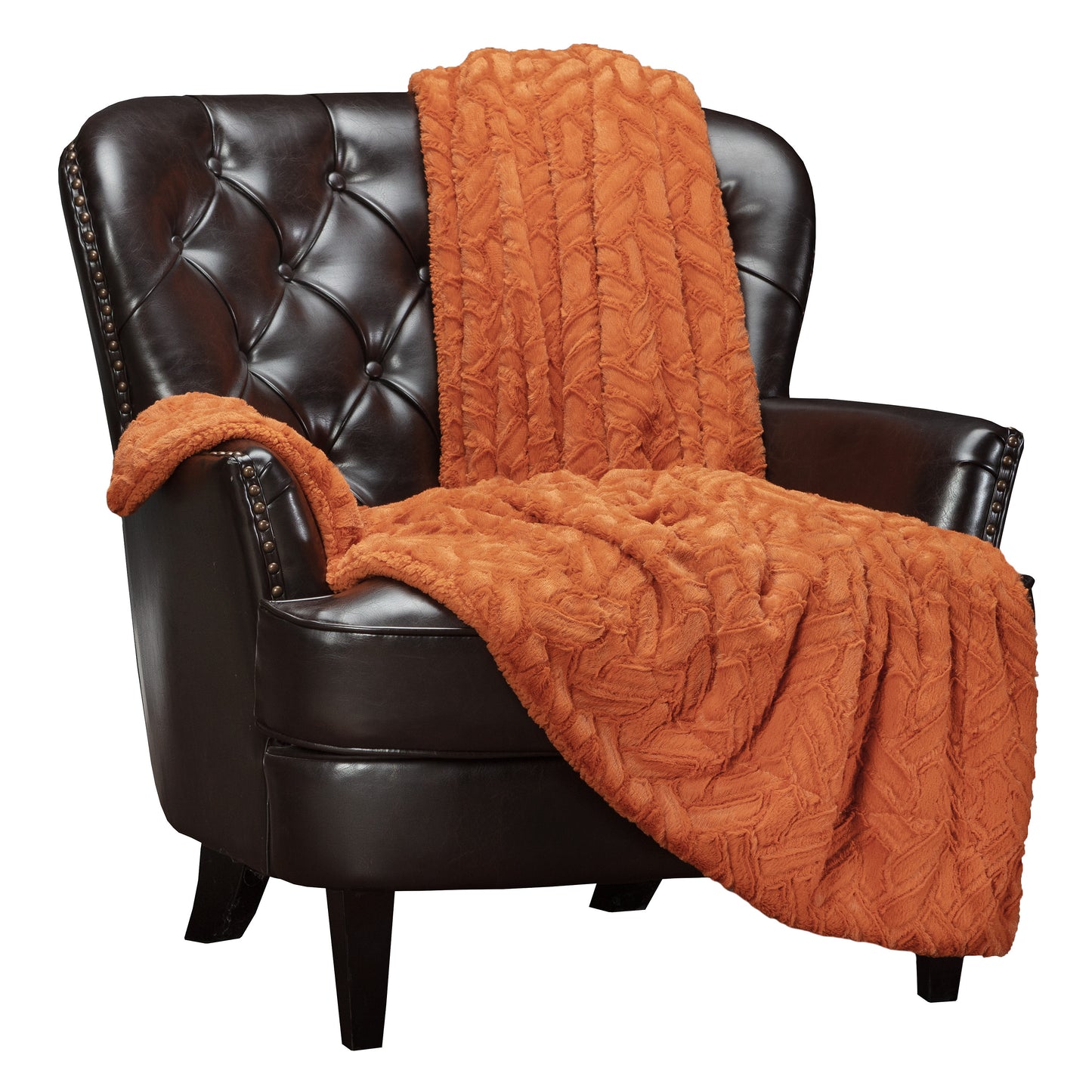 Chanasya Fuzzy Soft Embossed Faux Fur Orange Throw Blanket - Plush Fluffy Lightweight Sherpa Cozy Pumpkin Blanket for Fall Winter Bed Sofa Couch Cover Living Bed Room (50x65 Inches) Orange Blanket