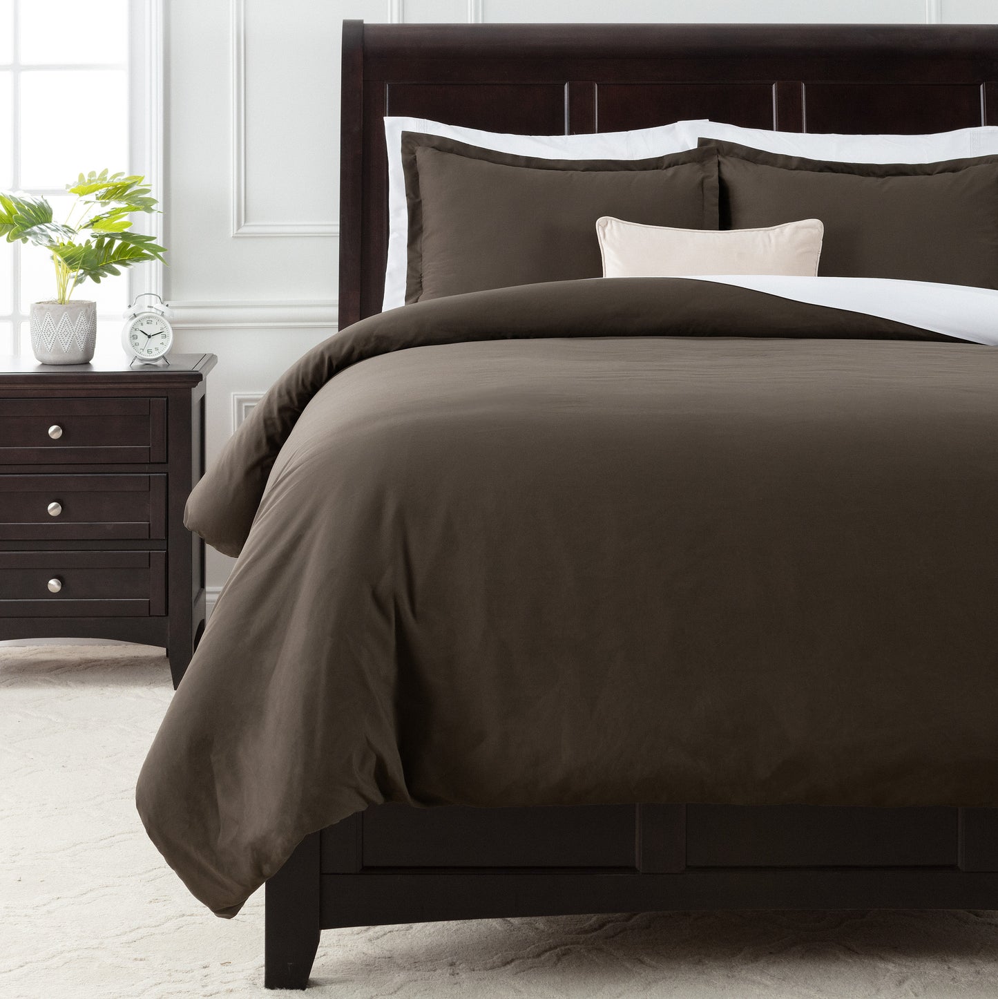Chanasya Brown Duvet Cover Queen Size Comforter Bedding Cover Set 3-Piece- Lightweight Soft Premium Microfiber Dark Brown Chocolate Mocha Bedding Set - Wrinkle Resistant Hypoallergenic - Brown - Queen