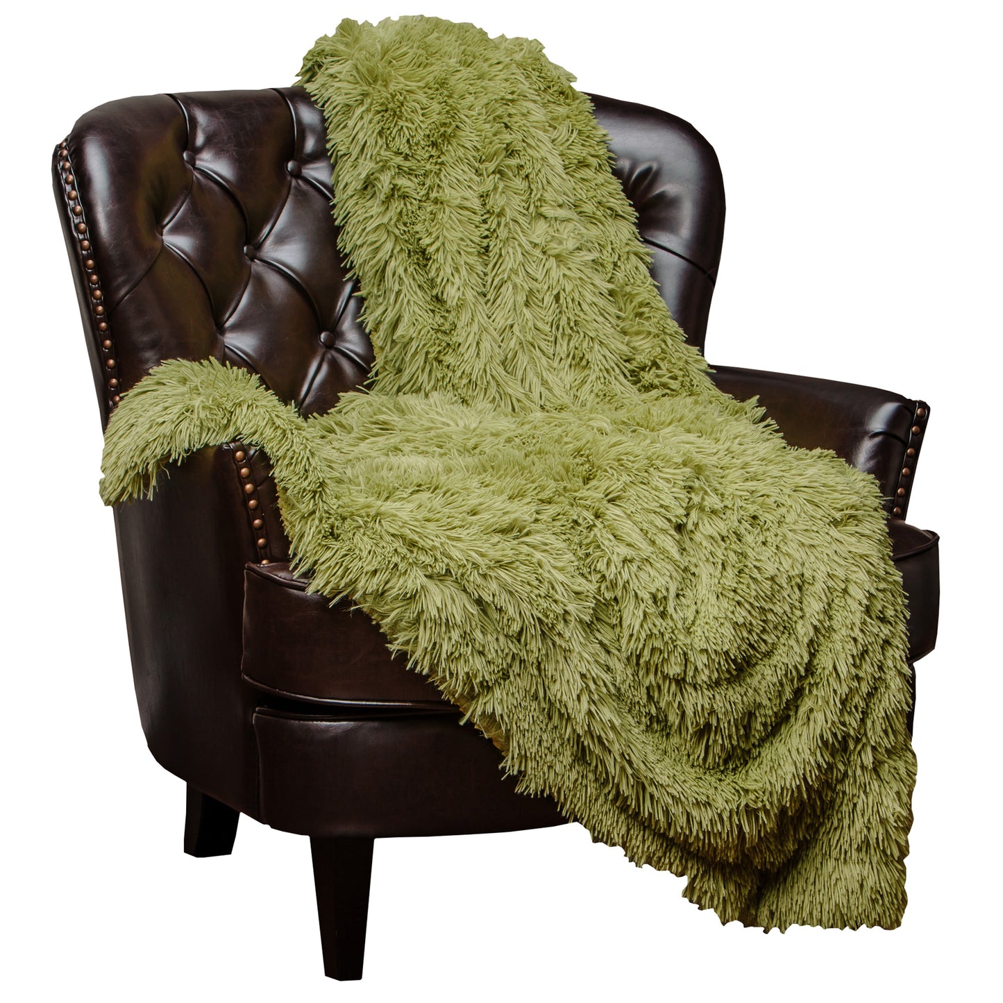 Chanasya Super Soft Fuzzy Shaggy Faux Fur Throw Blanket - Chic Design Snuggly Plush Lightweight with Fluffy Reversible Sherpa for Couch Living Room Bedroom and Home D√É¬©cor (50x65 Inches) Olive Green