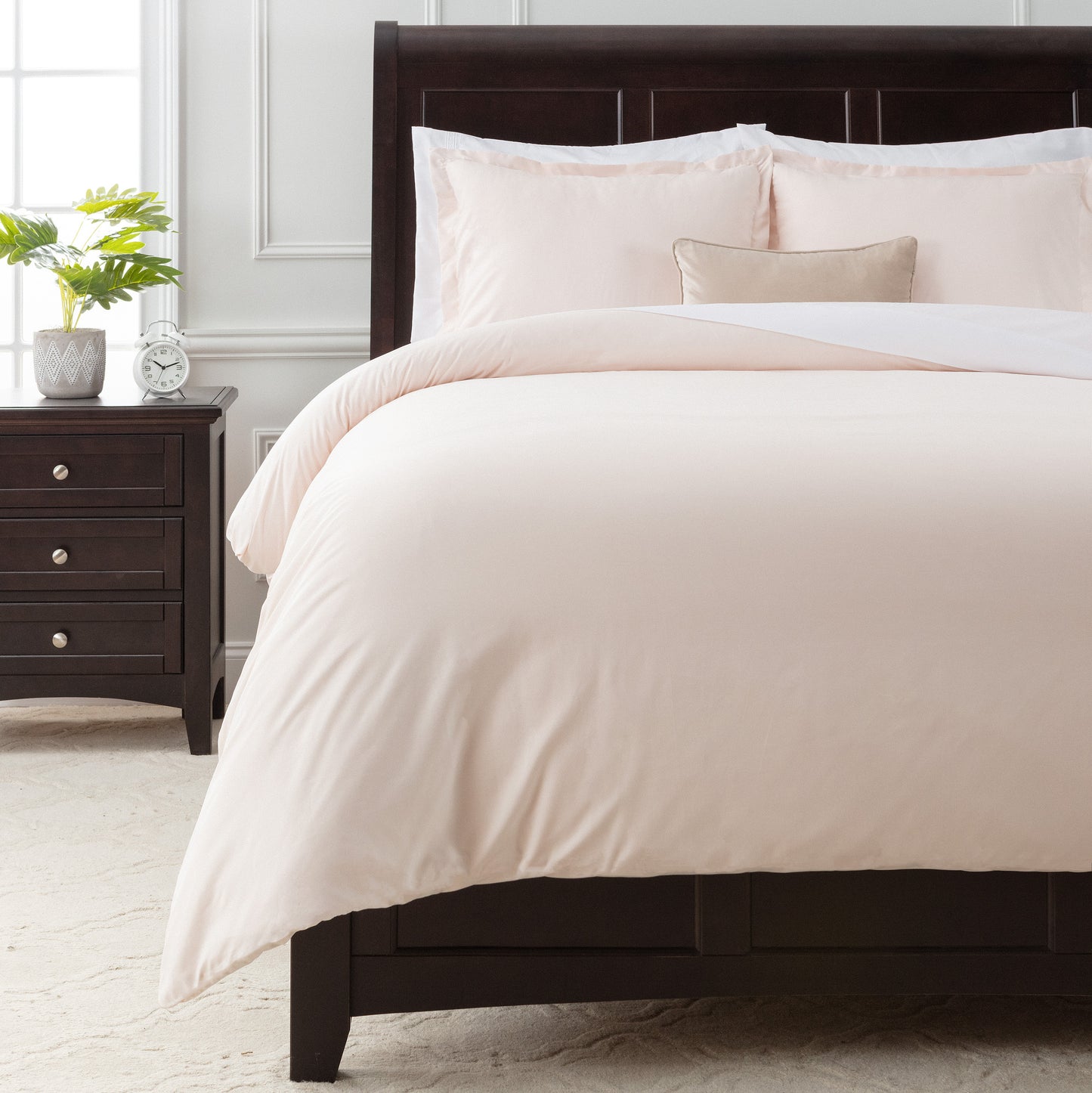 Chanasya Peach Pink Duvet Cover King Size Comforter Bedding Cover Set 3-Piece - Lightweight Silky Soft Premium Microfiber Pink Blush Bedding Set - Wrinkle Stain Resistant Hypoallergenic - Peach - King