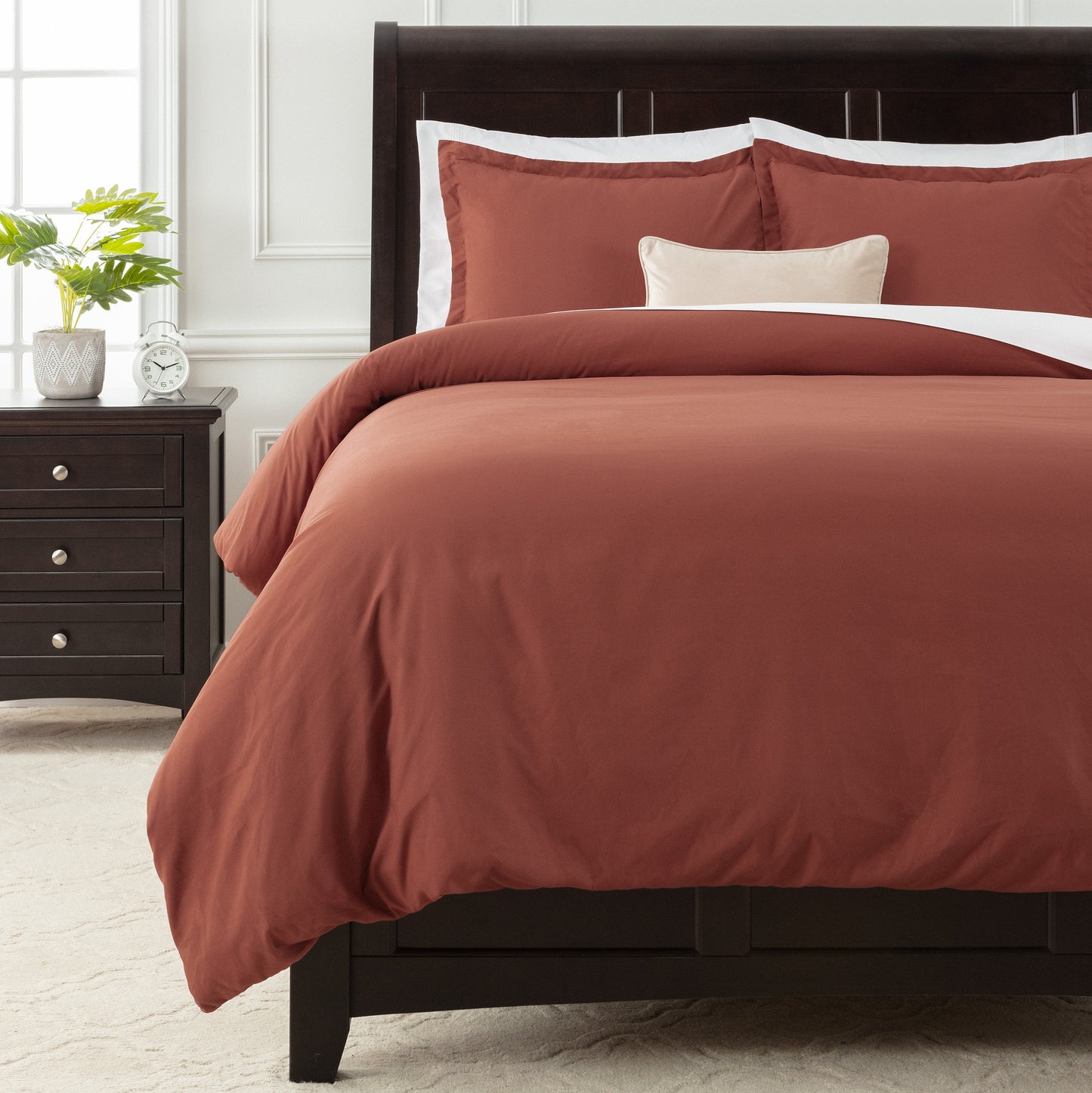 Chanasya Rust Duvet Cover Twin Size Comforter Bedding Cover Set 2-Pieces - Lightweight Silky Soft Premium Microfiber Burnt Orange Bedding Set - Wrinkle Stain Resistant Hypoallergenic - Rust - Twin