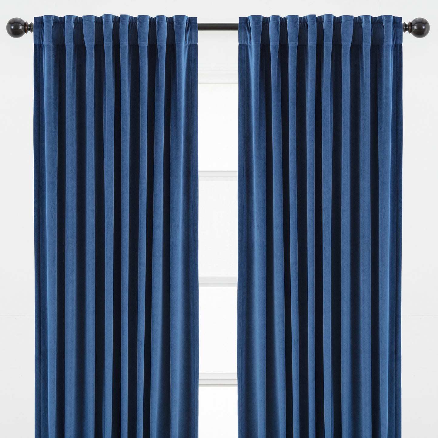 Chanasya Navy Blue Velvet Curtains Panel Set 2 -Piece - Classy Partial Blackout Curtains Room Darkening Curtains Drapes for Living Room Bedroom - Window Treatment - 63 Inch Length Long - Navy