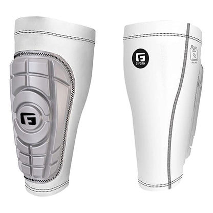 G-Form Pro-S Compact Soccer Shin Guards - Football Shin Guards - Silver/White, Adult Large