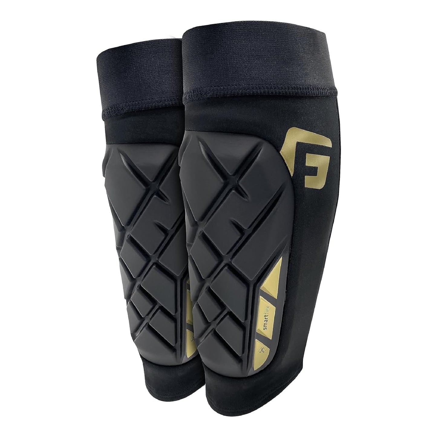 G-Form Pro-S Elite X Shin Guard - Athletic Safety Gear - Protective Sports Shin Guards for Soccer & More - Matte Black/Gold, Adult L