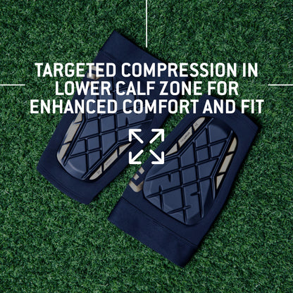 G-Form Pro-S Elite X Shin Guard - Athletic Safety Gear - Protective Sports Shin Guards for Soccer & More - Matte Black/Gold, Adult XL