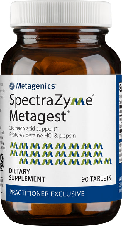 Metagenics SpectraZyme Metagest Supplement with Betaine HCL and Pepsin to Help Stomach Acid Support - 90 Tablets