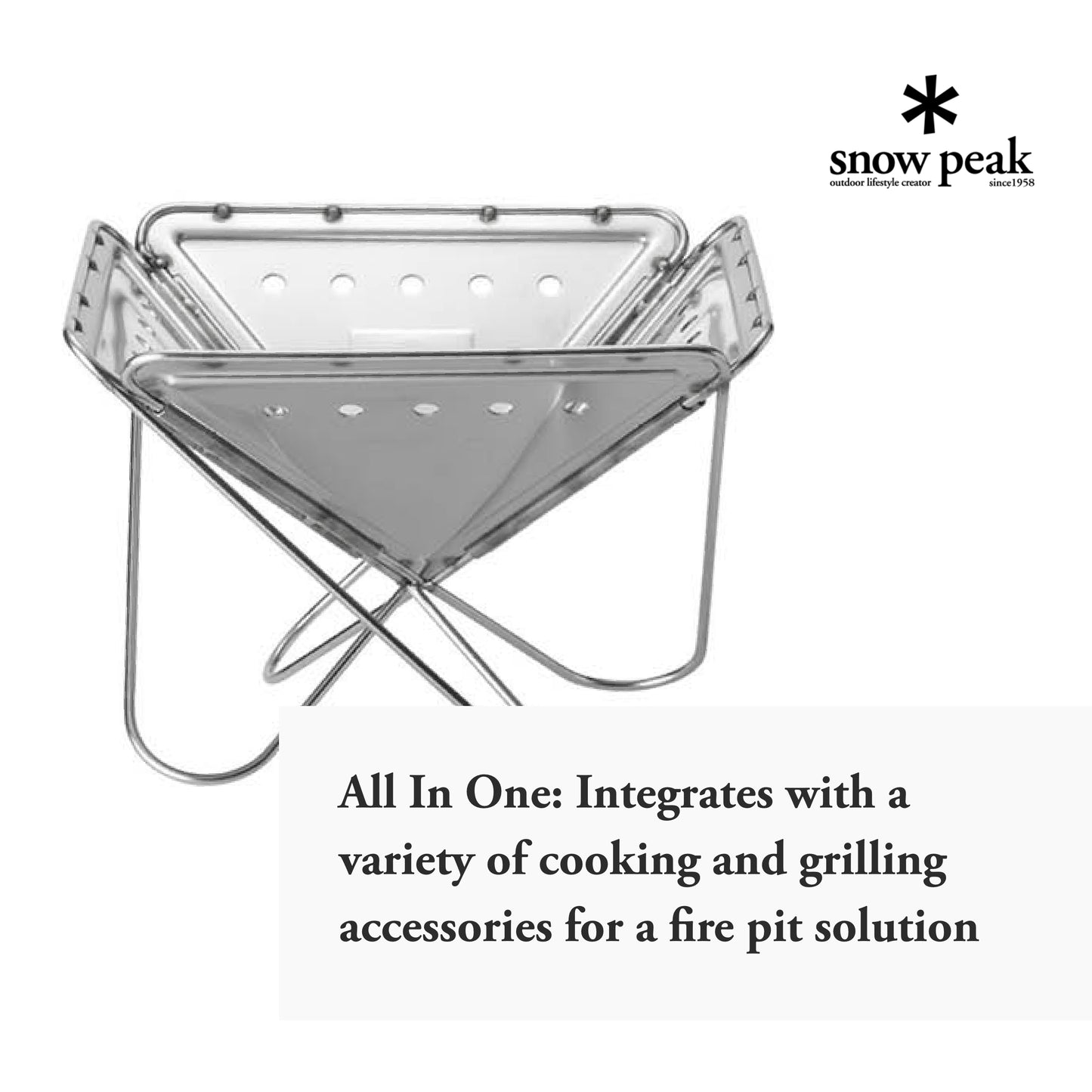 Snow Peak Pack & Carry (S) Fireplace - Made of Durable Stainless Steel - 10.6 x 10.6 x 8.25 in