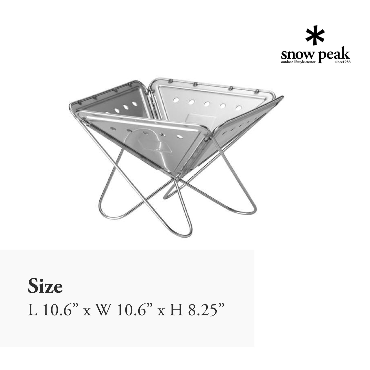 Snow Peak Pack & Carry (S) Fireplace - Made of Durable Stainless Steel - 10.6 x 10.6 x 8.25 in