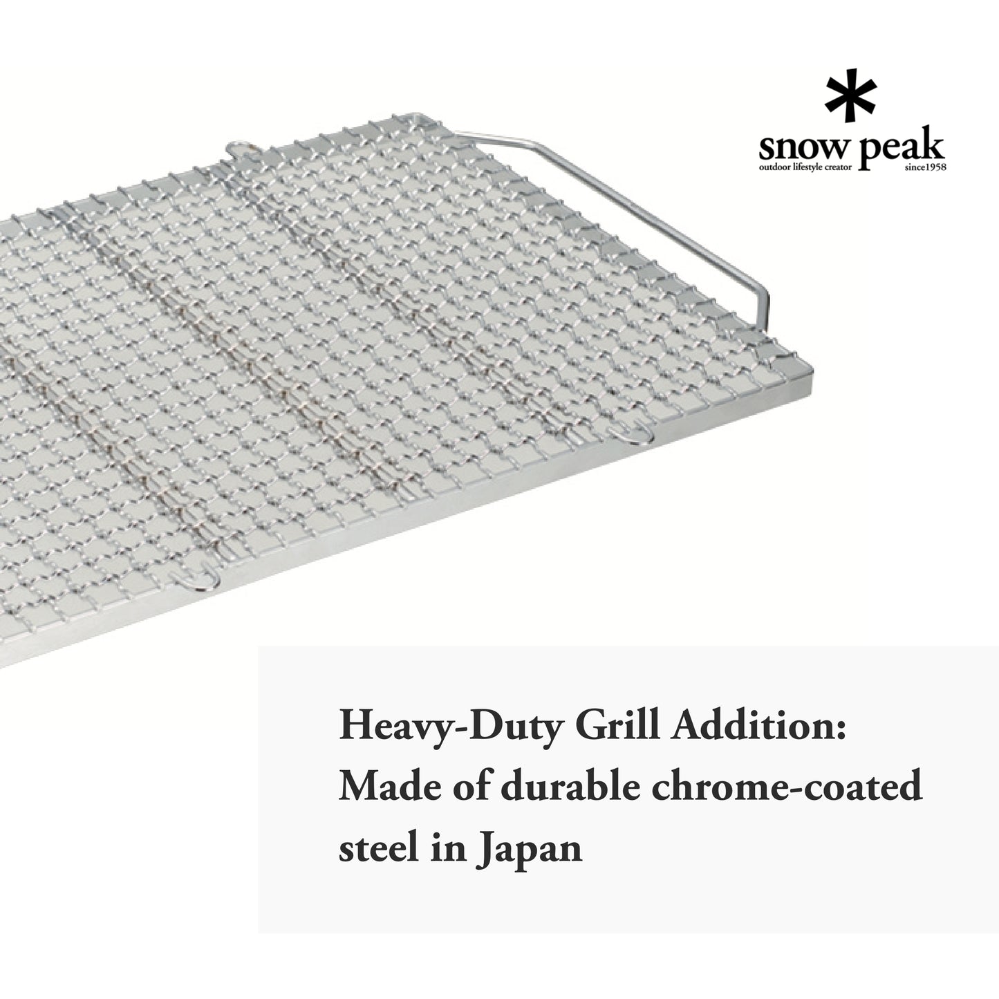 Snow Peak Fireplace Grill - Fireplace Grilling Accessories - Chrome-Coated Steel - 2.8 Ibs - Large