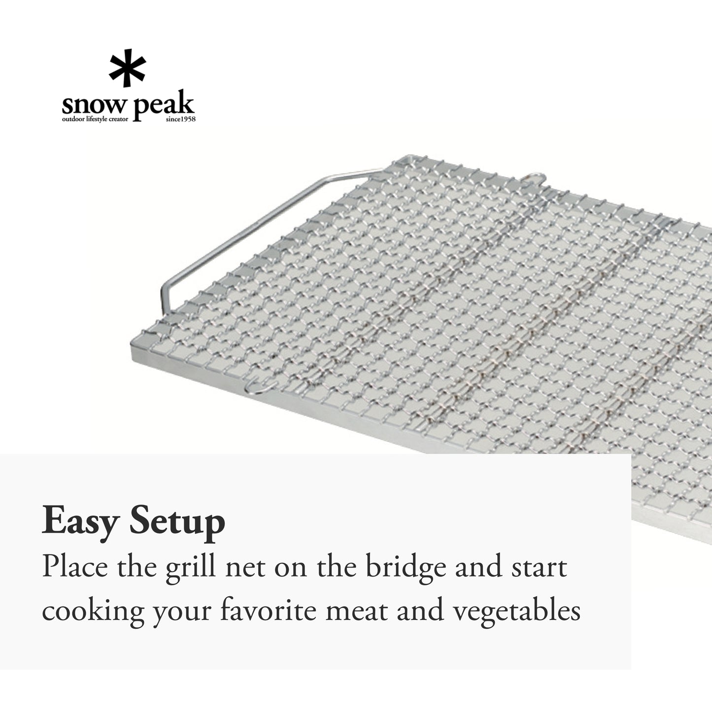 Snow Peak Fireplace Grill - Fireplace Grilling Accessories - Chrome-Coated Steel - 2.8 Ibs - Large