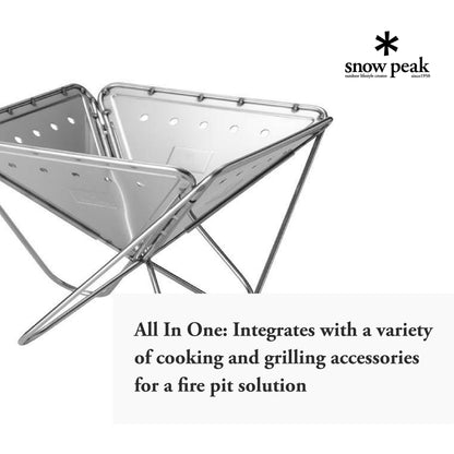 Snow Peak Pack & Carry (M) Fireplace - Made of Durable Stainless Steel - 13.75 x 13.75 x 9.75 in