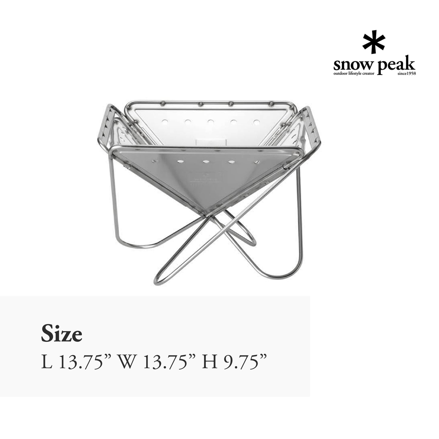 Snow Peak Pack & Carry (M) Fireplace - Made of Durable Stainless Steel - 13.75 x 13.75 x 9.75 in