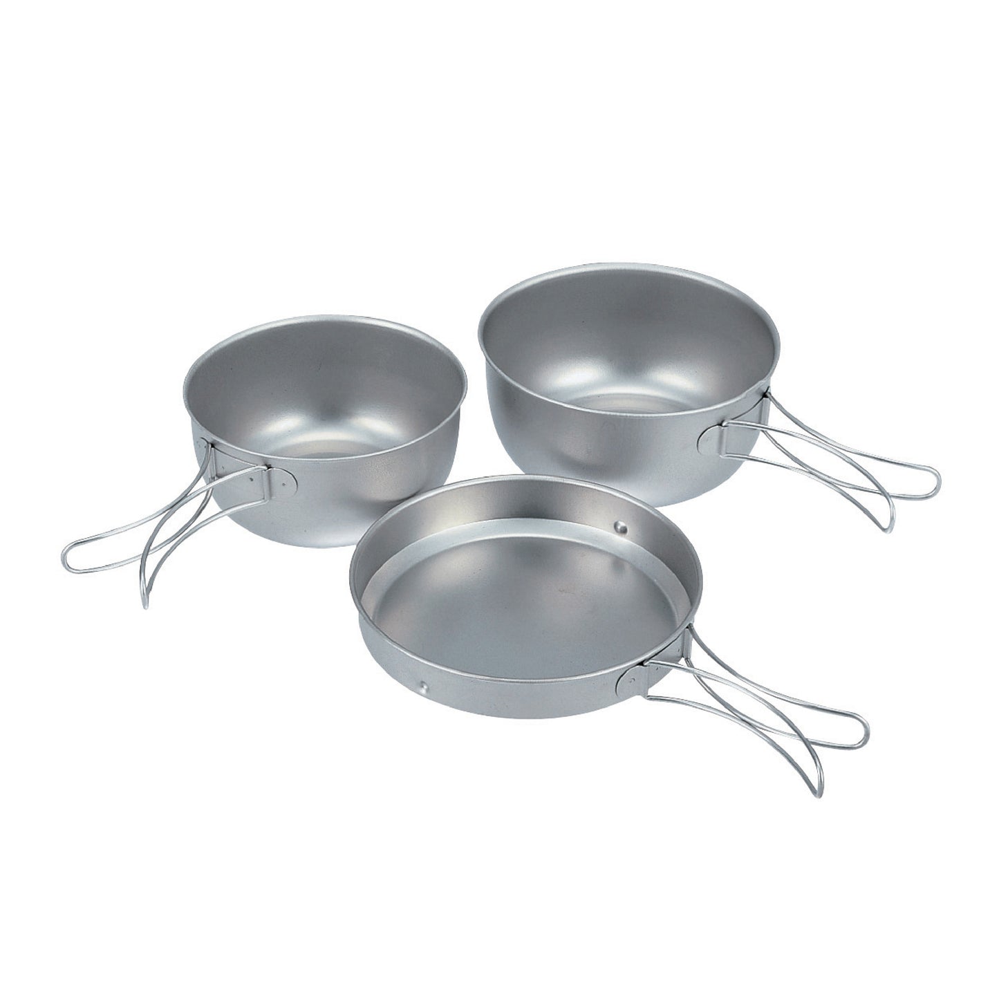 Snow Peak 3 Piece Titanium Cook Set - 2 Pots and Frying Pan - Made from Japanese Titanium