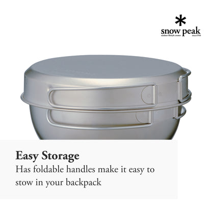 Snow Peak 3 Piece Titanium Cook Set - 2 Pots and Frying Pan - Made from Japanese Titanium